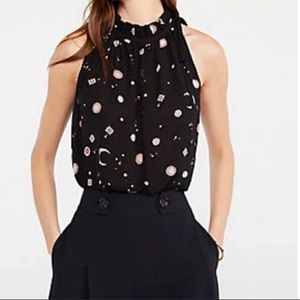Ann Taylor NWT XS Garland Halter Tie Neck Top In Black